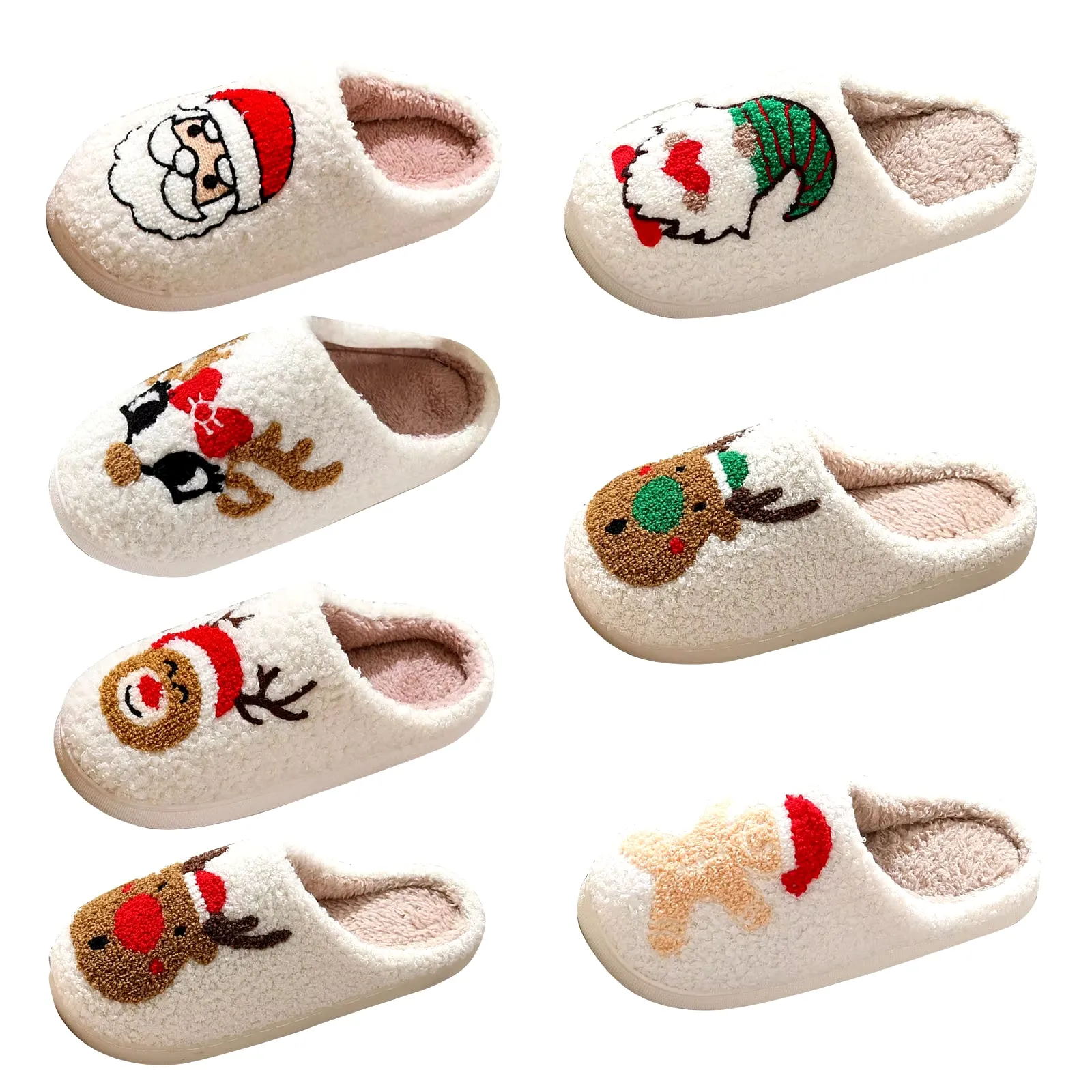 Christmas Slippers for Women Men Soft Plush Fuzzy Winter Holiday Slipper Retro Slippers Comfy Bedroom Christmas Slippers Outdoor