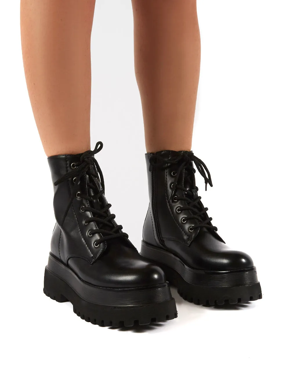 Corporal Black Chunky Sole Ankle Boots