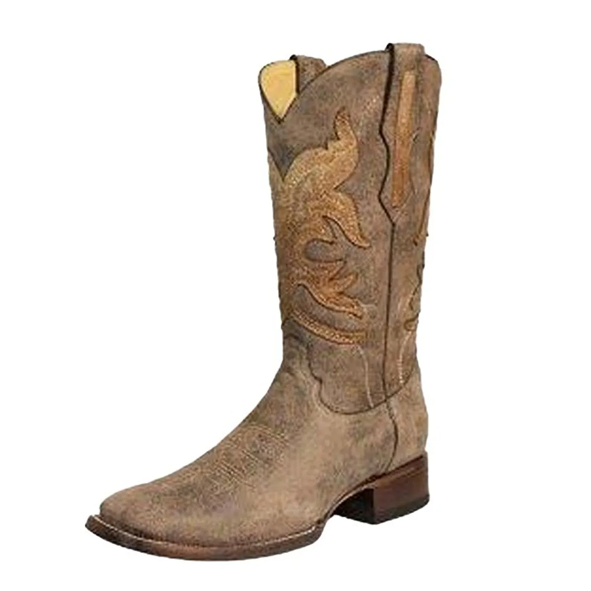 Corral Men's Brown Overlay Square Toe Cowboy Boots - R1432