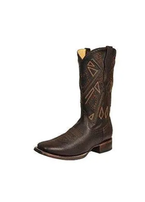 Corral Men's Chocolate Embroidery Square Toe Cowboy Boots - R1449