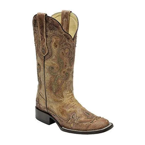 Corral Women's Cognac Antique Saddle Cowgirl Boot Square Toe - G1212