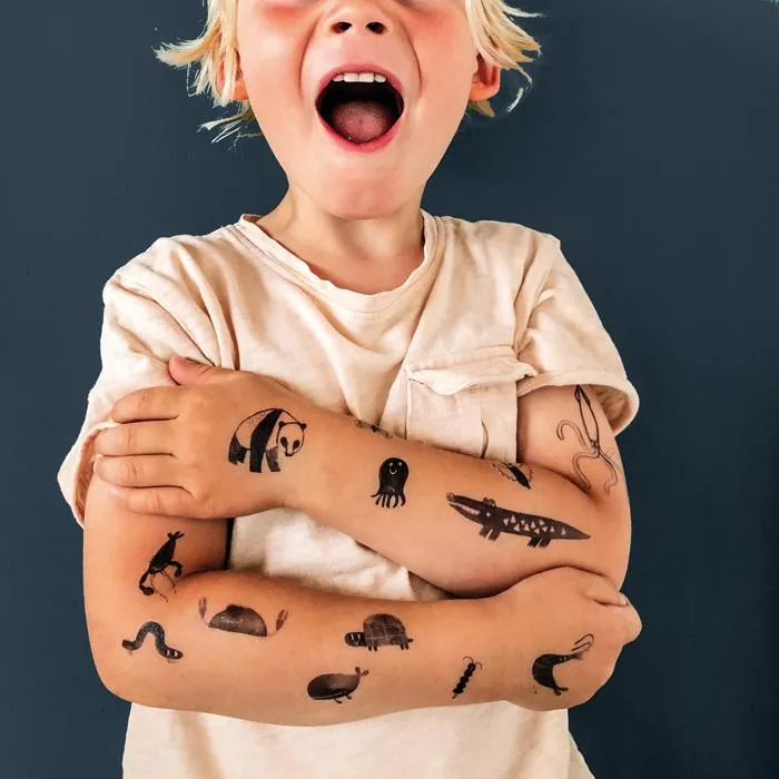 '‘Crocodile and Friends'' Organic Temporary Tattoos