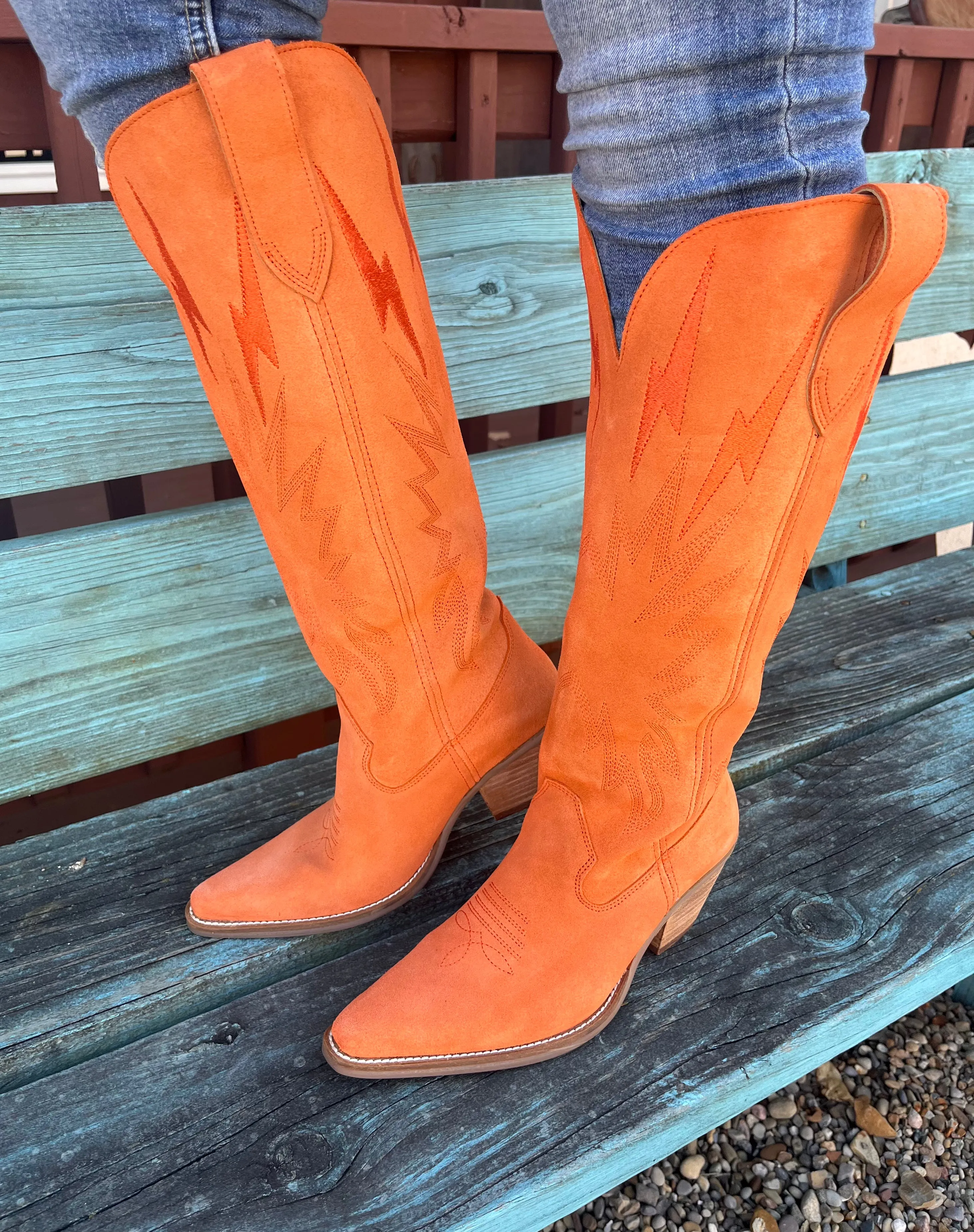 Dingo Women's Orange Thunder Road Snip Toe Cowgirl Boots DI597-OR