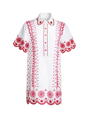 Dree Cotton Broderie-anglaise Shirt Dress in White Punch