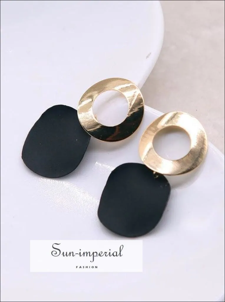 Drop Earrings for Women Geometric Simple Dangle Fashion Glossy Plated Long Earrings