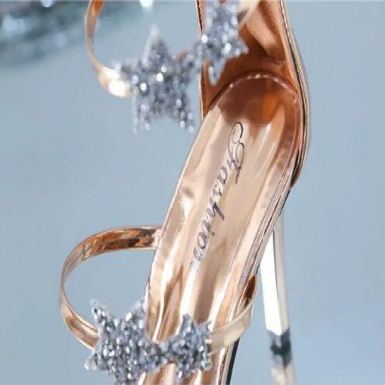 Elegant Peep Toe Star-Embellished High Heel Wedding Sandals