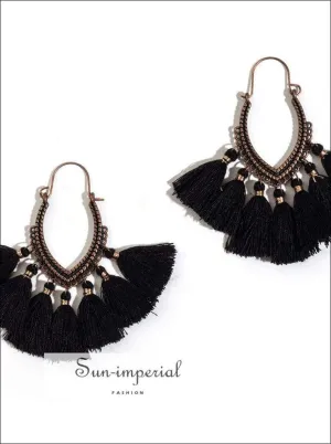 Fringe Vintage Boho Bohemian Ethnic Drop Dangle Hanging Earrings for Women