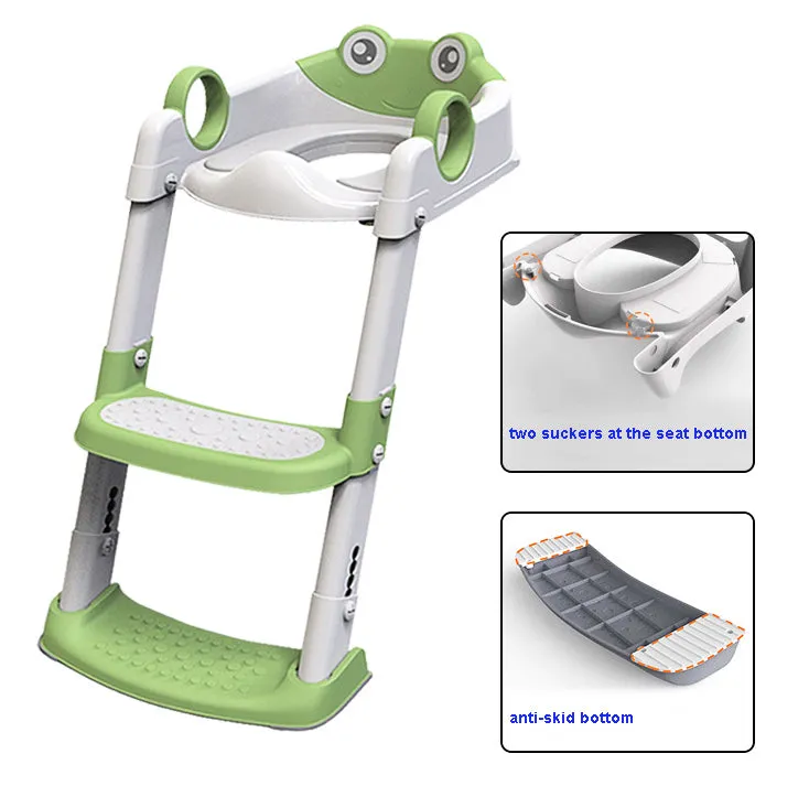 Frog Shape Potty Training Seat Kids Toilet Seat with Step Stool