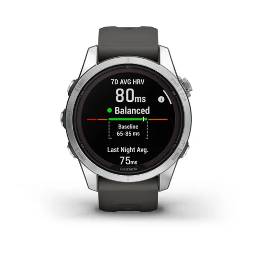 Garmin Fēnix® 7S Pro – Solar Edition Silver with Graphite Band 42mm