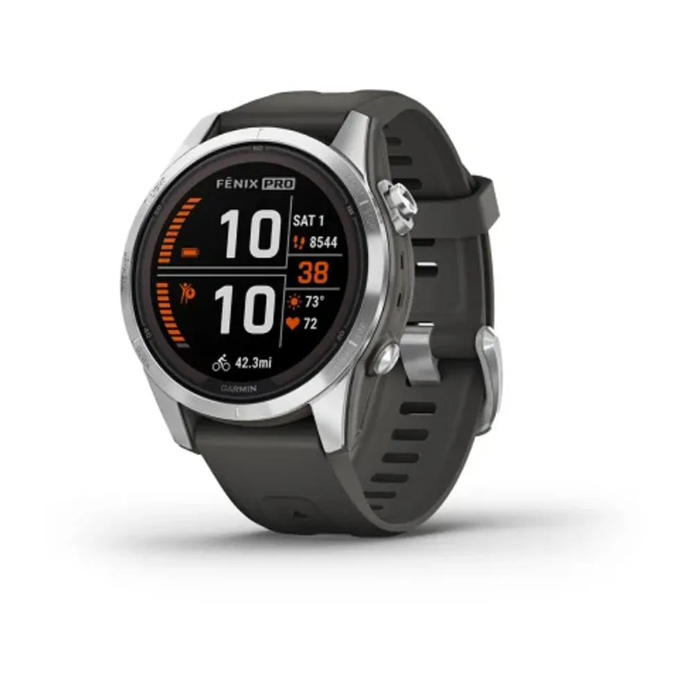 Garmin Fēnix® 7S Pro – Solar Edition Silver with Graphite Band 42mm