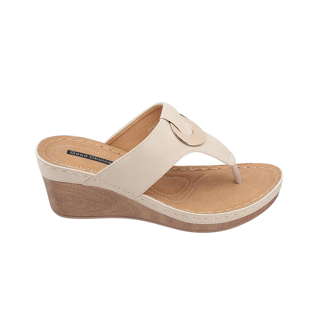 Genelle Natural Wedge Sandals