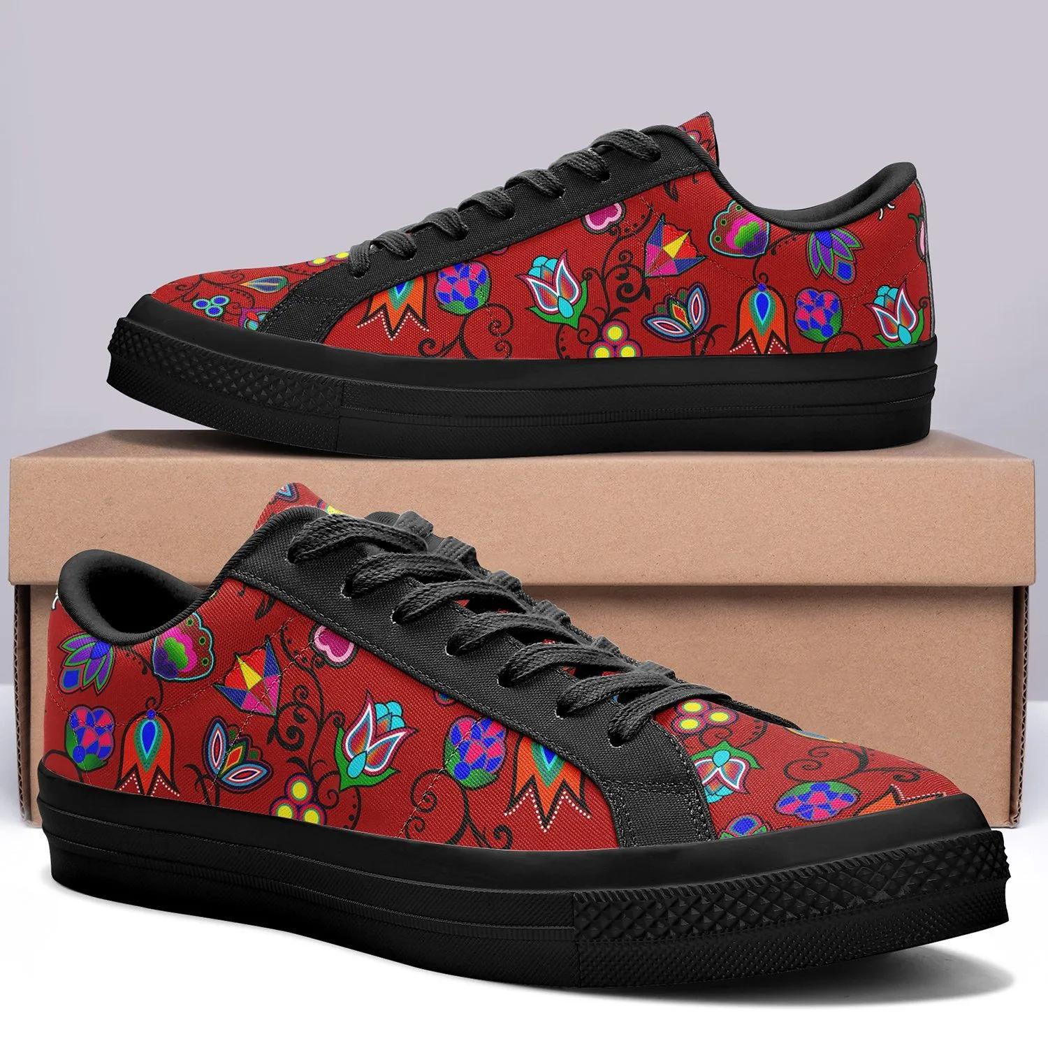 Indigenous Paisley Dahlia Aapisi Low Top Canvas Shoes Black Sole