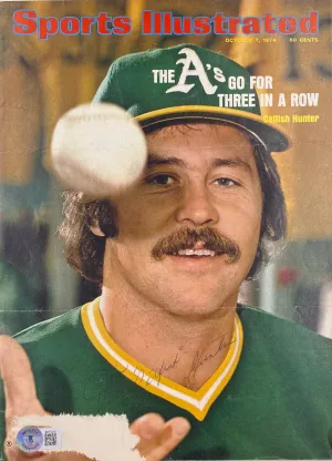 Jim Catfish Hunter Signed A's Sports Illustrated Magazine Cover BAS BH71210