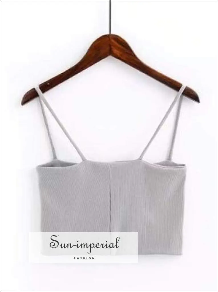 Knitted Chest Crescent Cami Cami Strap Crop top