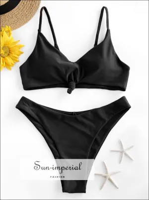 Knot High Cut Bralette Bikini Swimsuit Bikini Sets