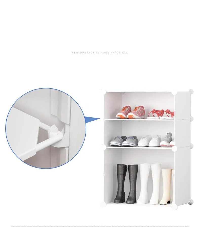 Kuber Industries Pack of 2 Shoes Cabinet | 10-Tier Foldable Shoe Rack Organizer for Closet | Plastic Shoe Shelf Collapsible Shoes Storage Box | Easy Assembly Shoe Cabinet with Lids | JL1C10TWH |White