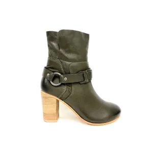 Lea Olive Stacked Heel Boot