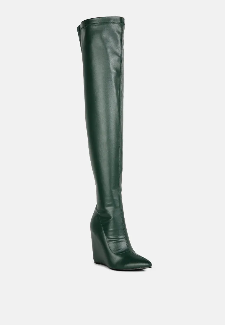 Leggy Lass Wedge Heel Long Boots