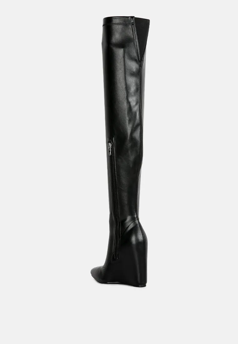 Leggy Lass Wedge Heel Long Boots