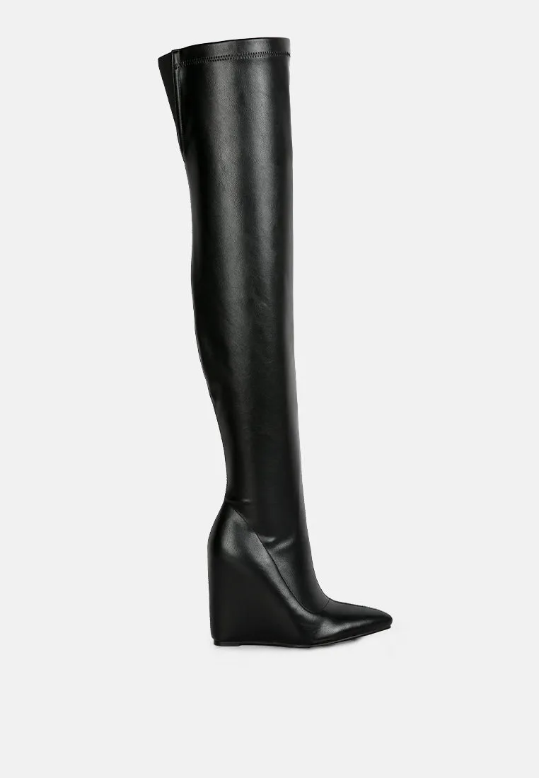 Leggy Lass Wedge Heel Long Boots