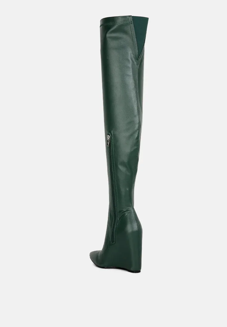 Leggy Lass Wedge Heel Long Boots