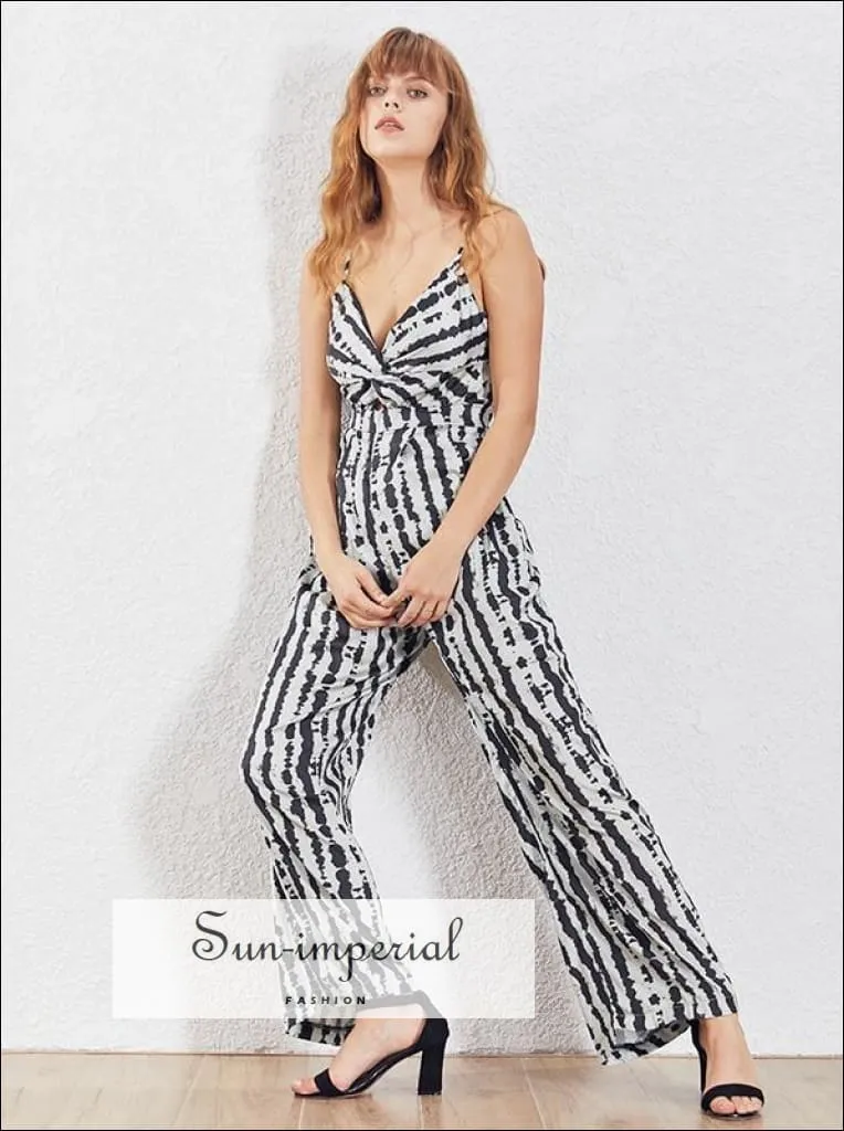 Madison Jumpsuit - Sleeveless Zebra Striped Women High Waist Wide Leg Jumpsuit