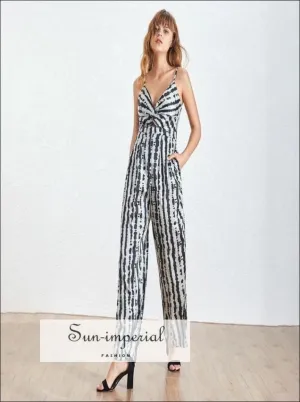 Madison Jumpsuit - Sleeveless Zebra Striped Women High Waist Wide Leg Jumpsuit