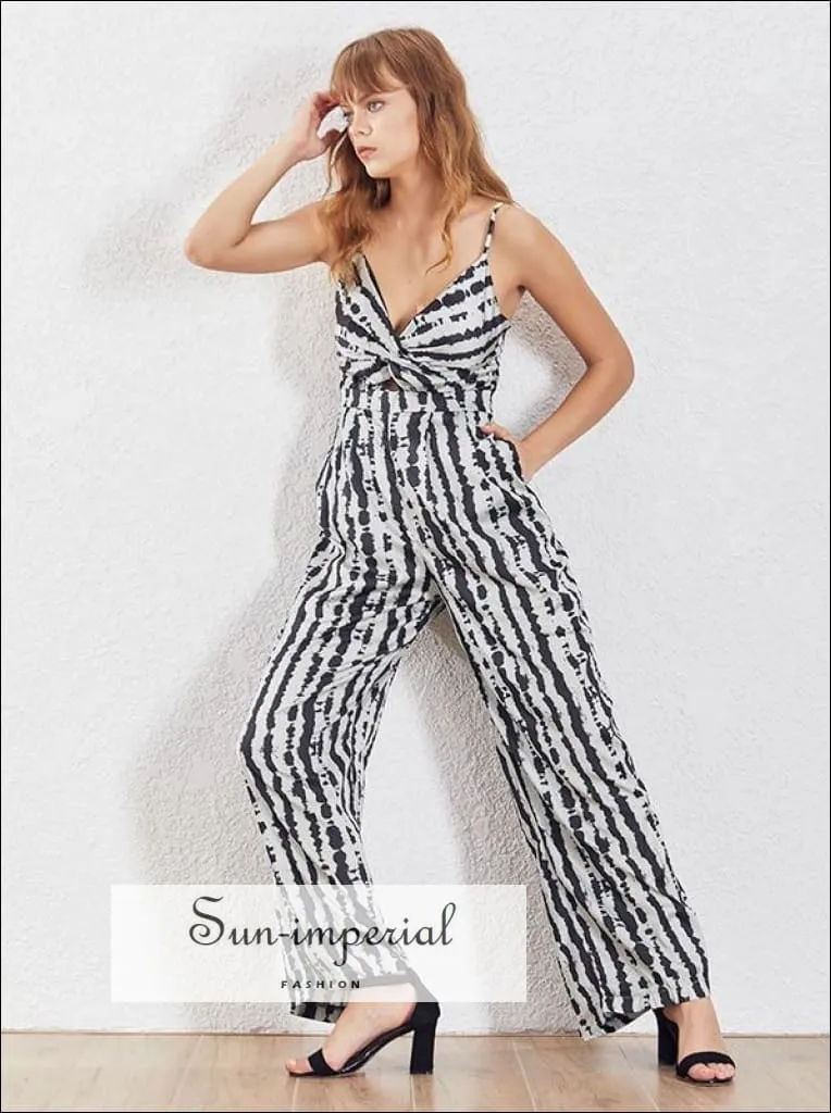 Madison Jumpsuit - Sleeveless Zebra Striped Women High Waist Wide Leg Jumpsuit