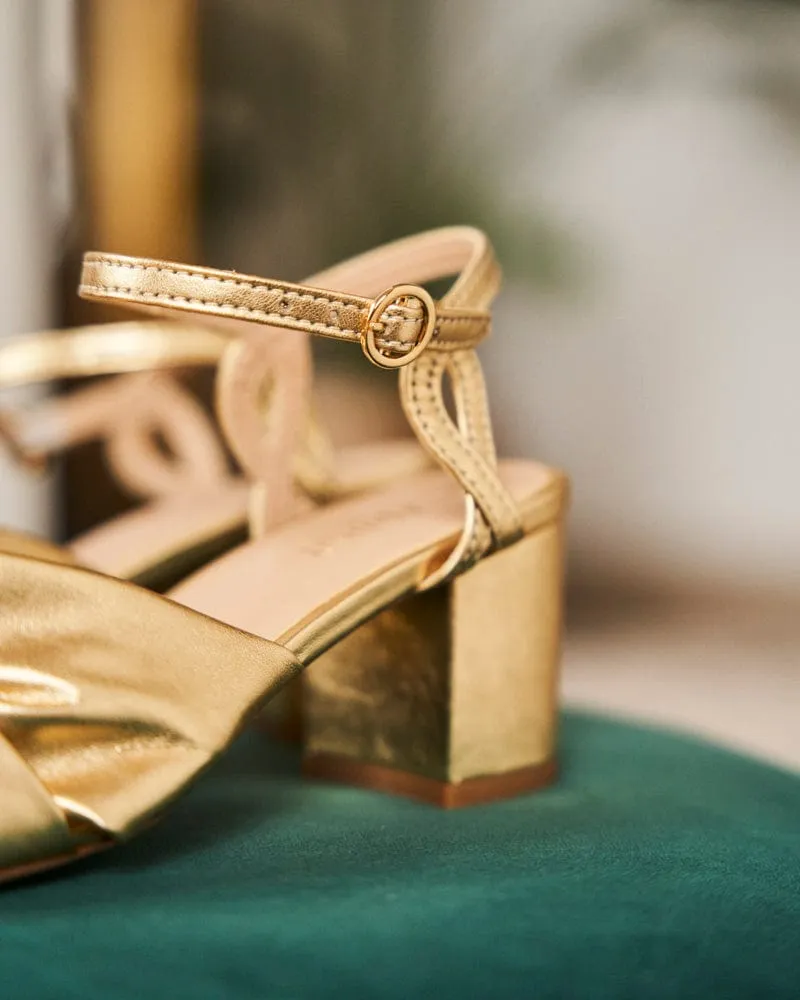 Marquise Vegan Leather Heels | Gold