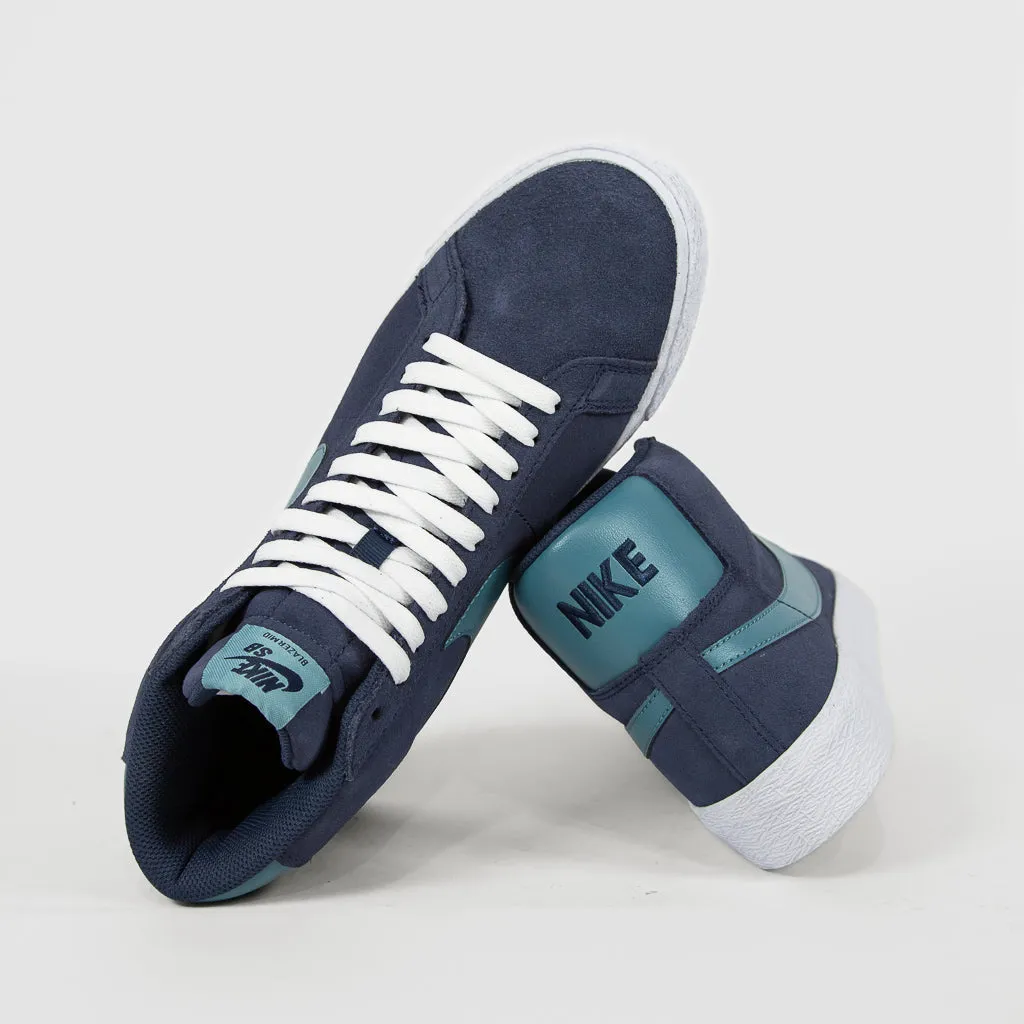 Nike SB - Blazer Mid Shoes - Midnight Navy / Noise Aqua - Midnight Blue