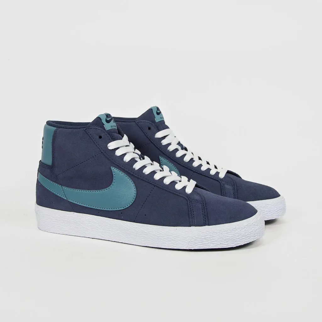 Nike SB - Blazer Mid Shoes - Midnight Navy / Noise Aqua - Midnight Blue