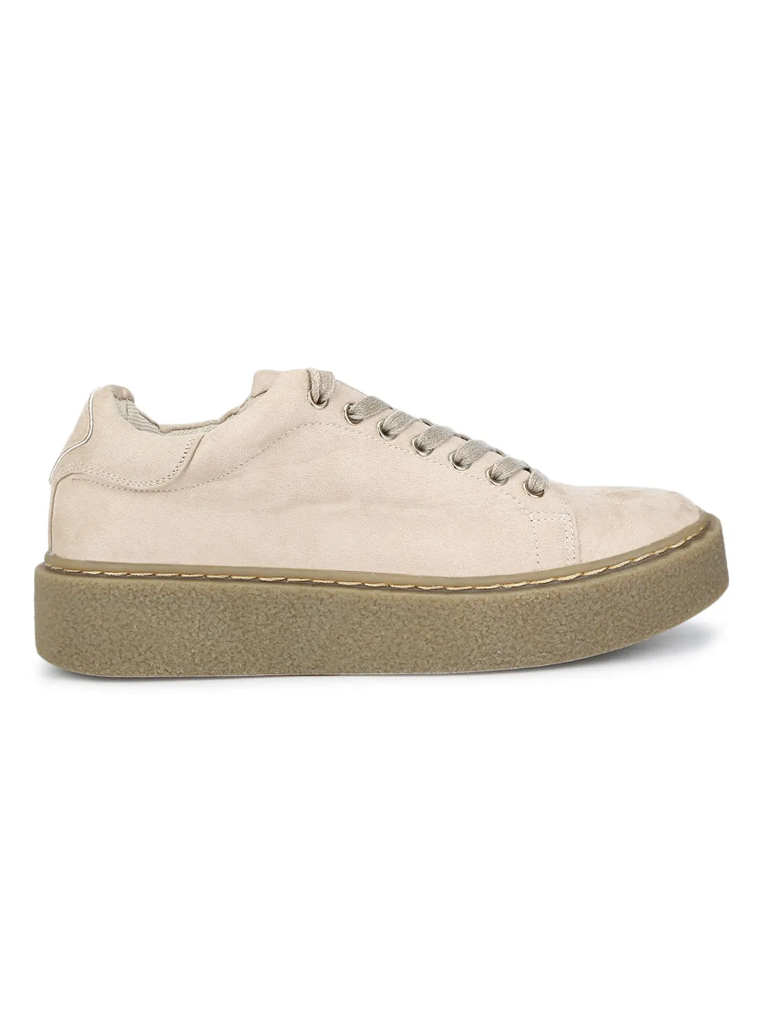 Nude Suede Lace-Up Creepers