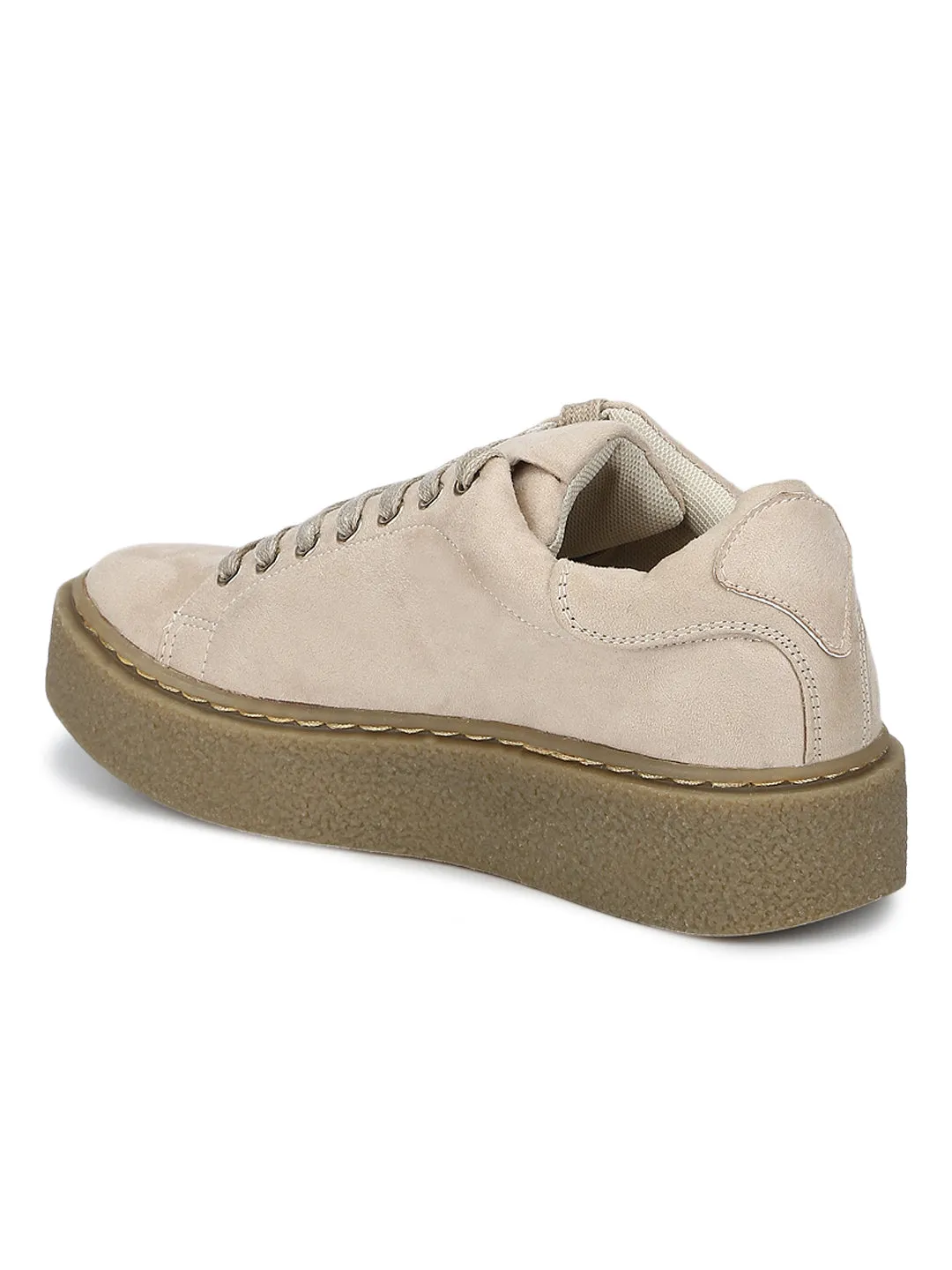 Nude Suede Lace-Up Creepers