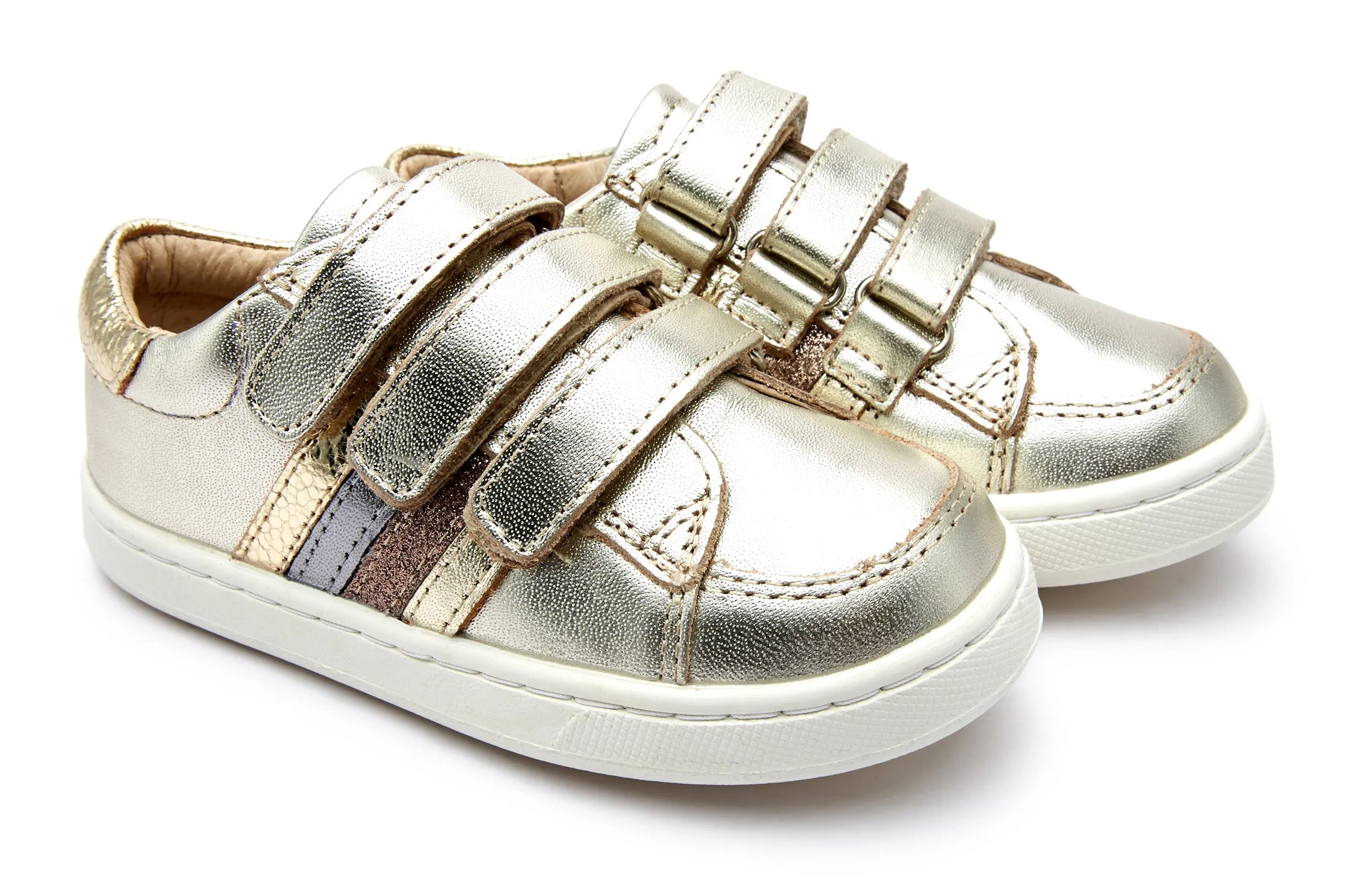 Old Soles Girl's and Boy's 6127 Sneaky Markert Leather Sneakers - Titanium/Gold Pebble/Rich Silver/Glam Choc/Gold