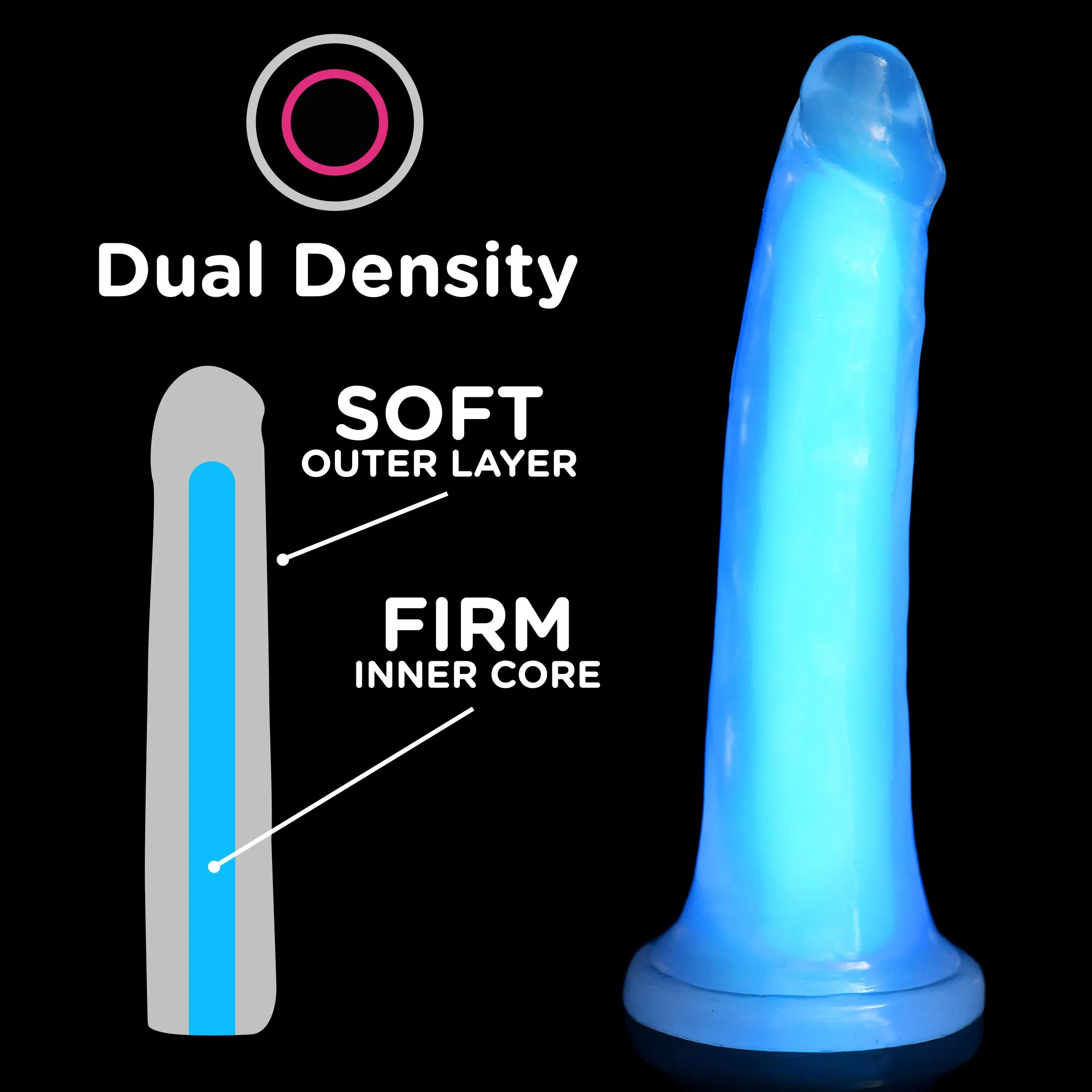 ***ONLY $1*** Lollicock 7" Blue Glow-in-the-Dark Silicone Dildo