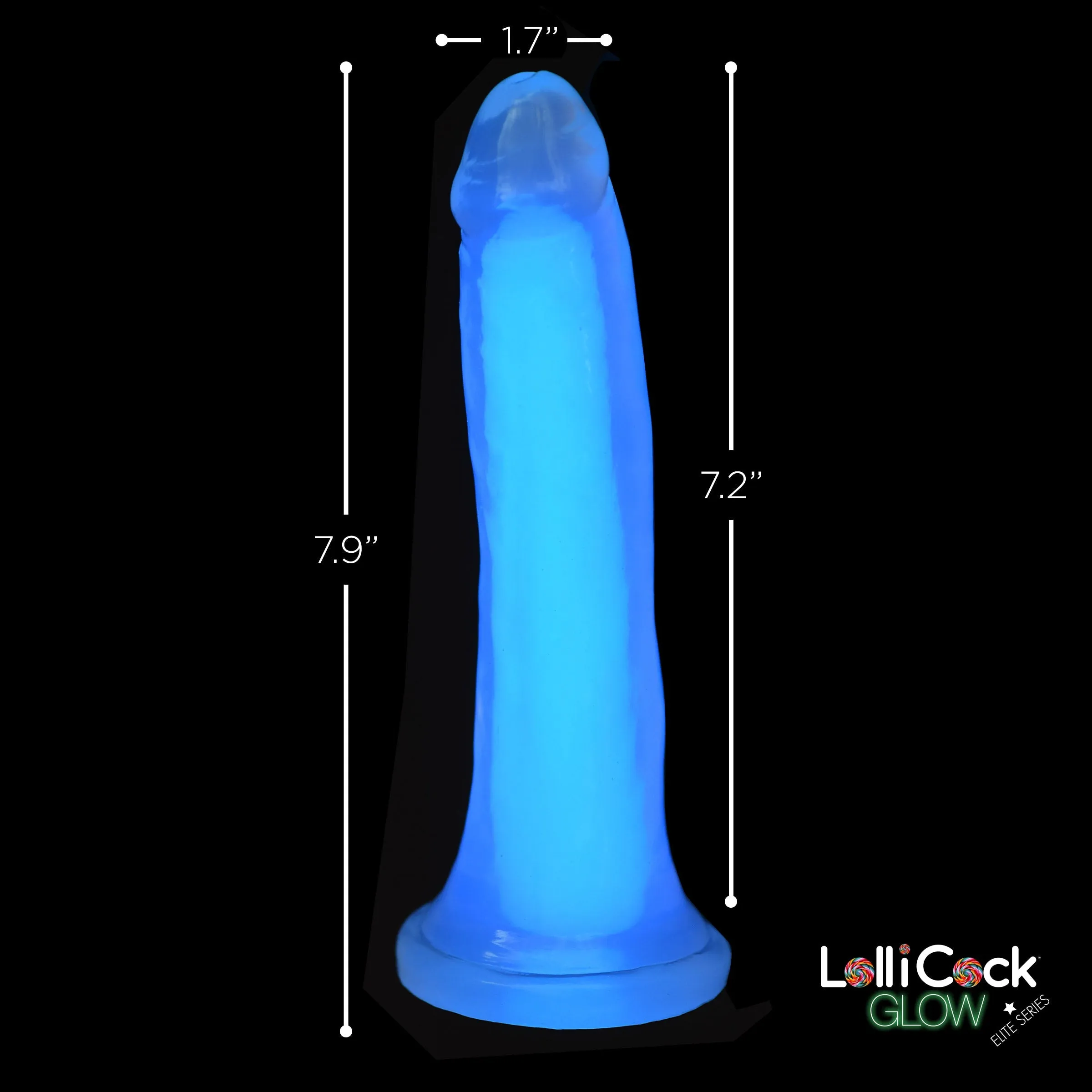 ***ONLY $1*** Lollicock 7" Blue Glow-in-the-Dark Silicone Dildo