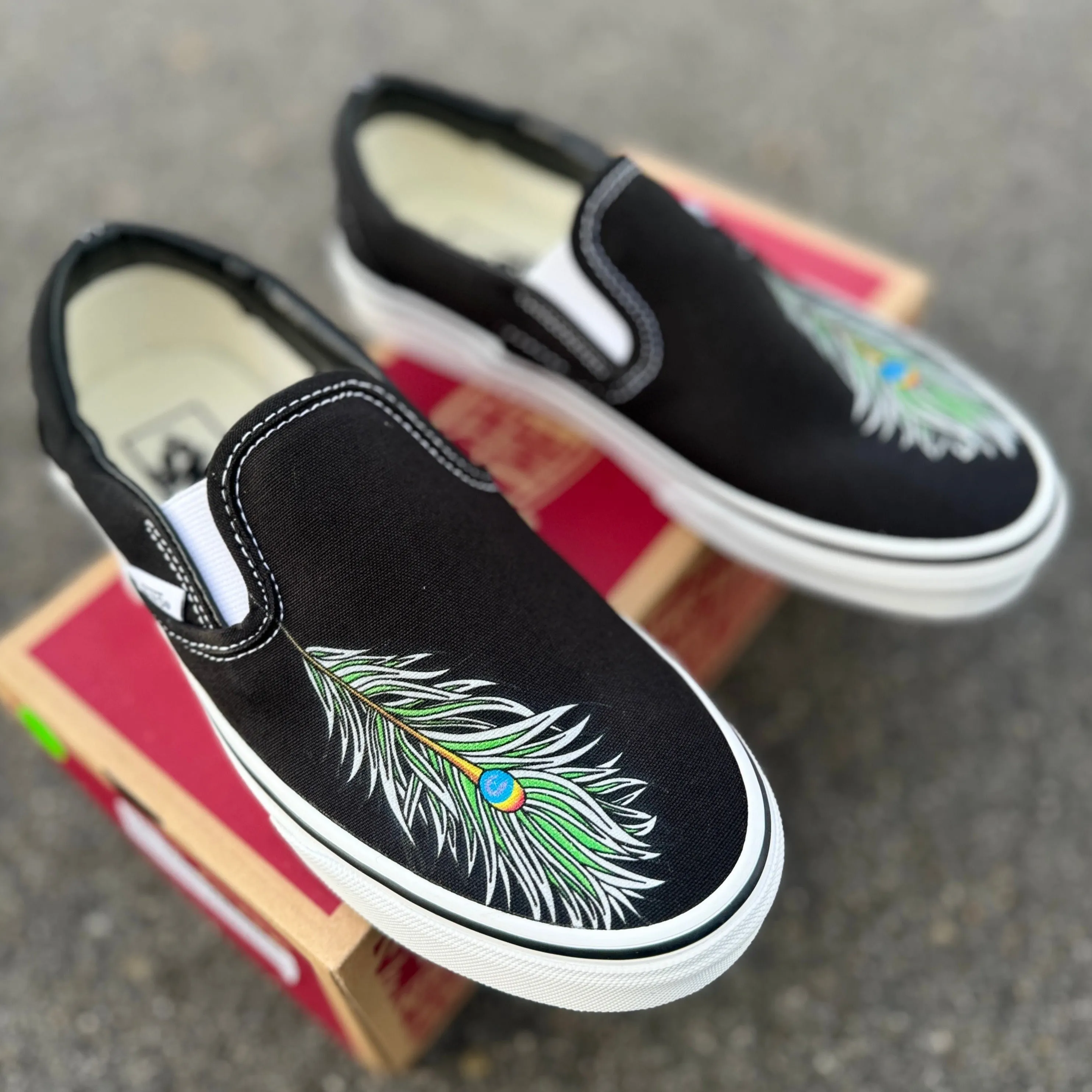 Peacock Feather Vans Slip On Shoes Unisex for Women and Men