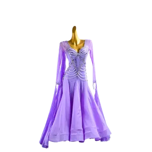 PERMINO.B030F Purple ballroom dance costume