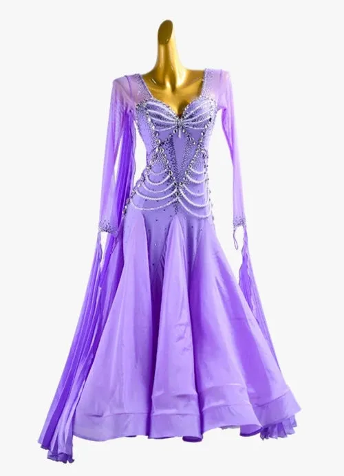 PERMINO.B030F Purple ballroom dance costume