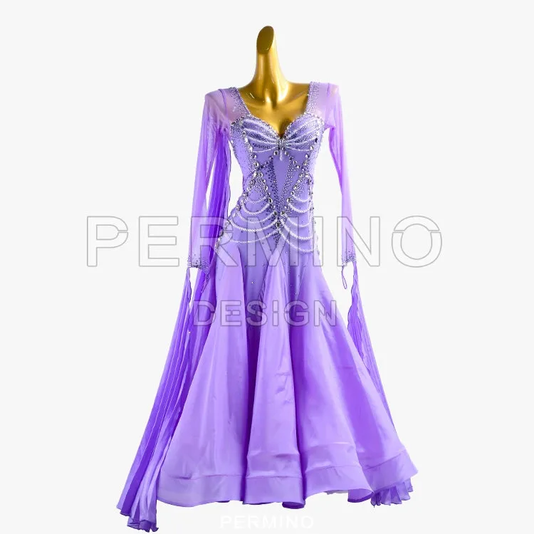 PERMINO.B030F Purple ballroom dance costume