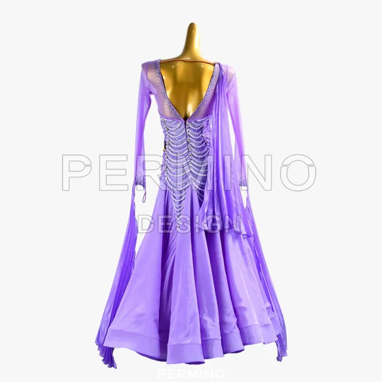 PERMINO.B030F Purple ballroom dance costume