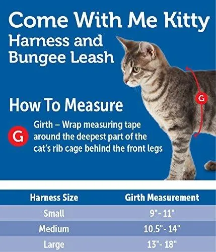 PetSafe Come with Me Kitty Black & Silver Harness and Bungee Leash for Cats