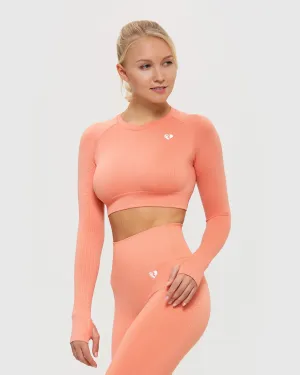 Power Seamless Long Sleeve Crop Top | Peach Sand