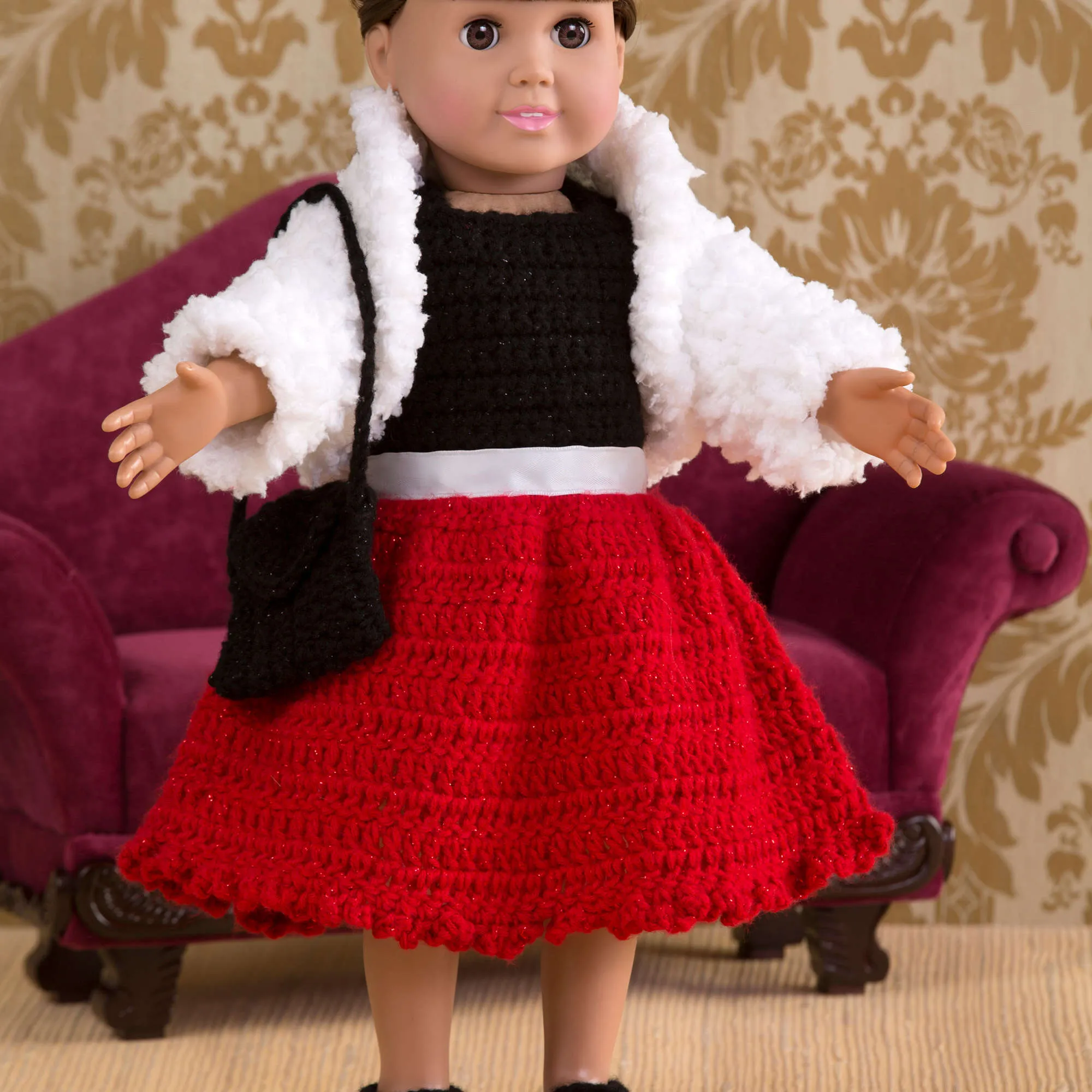 Red Heart Crochet Party Time Doll Outfit