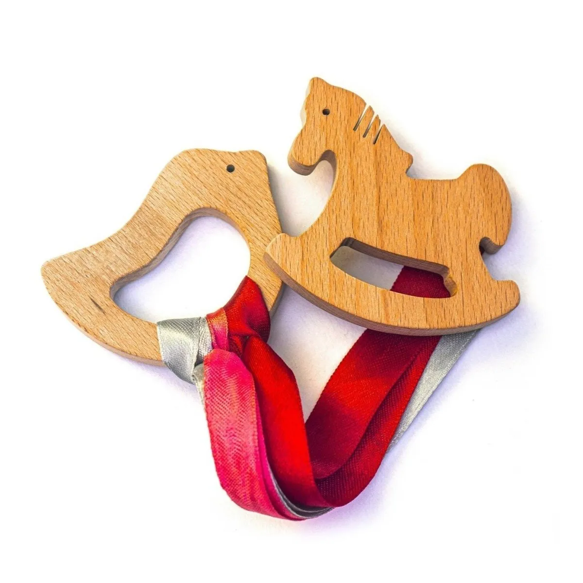 Rocking Potato Wooden Teether - Bird & Horse