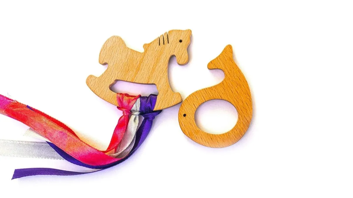 Rocking Potato Wooden Teether - Fish & Horse