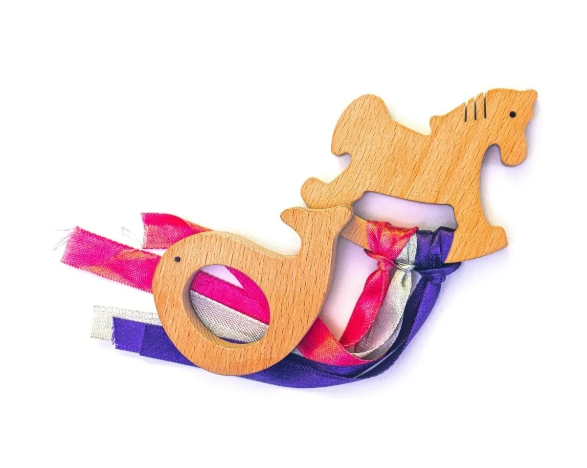 Rocking Potato Wooden Teether - Fish & Horse