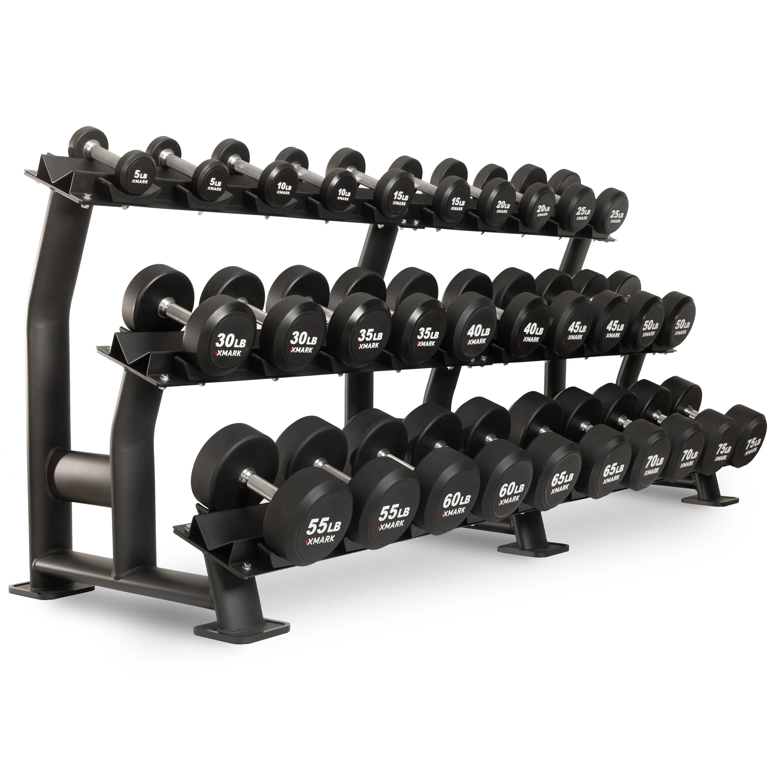 Round Commercial Urethane Dumbbells  (5-50 lb and 5-75 lb Sets)