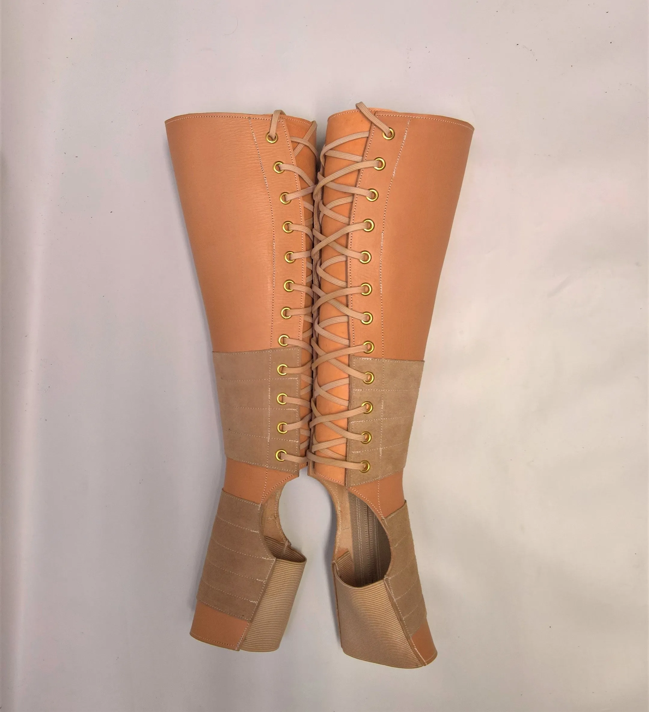 RUSH ORDER Nude leather Aerial boots w/ Suede Grip