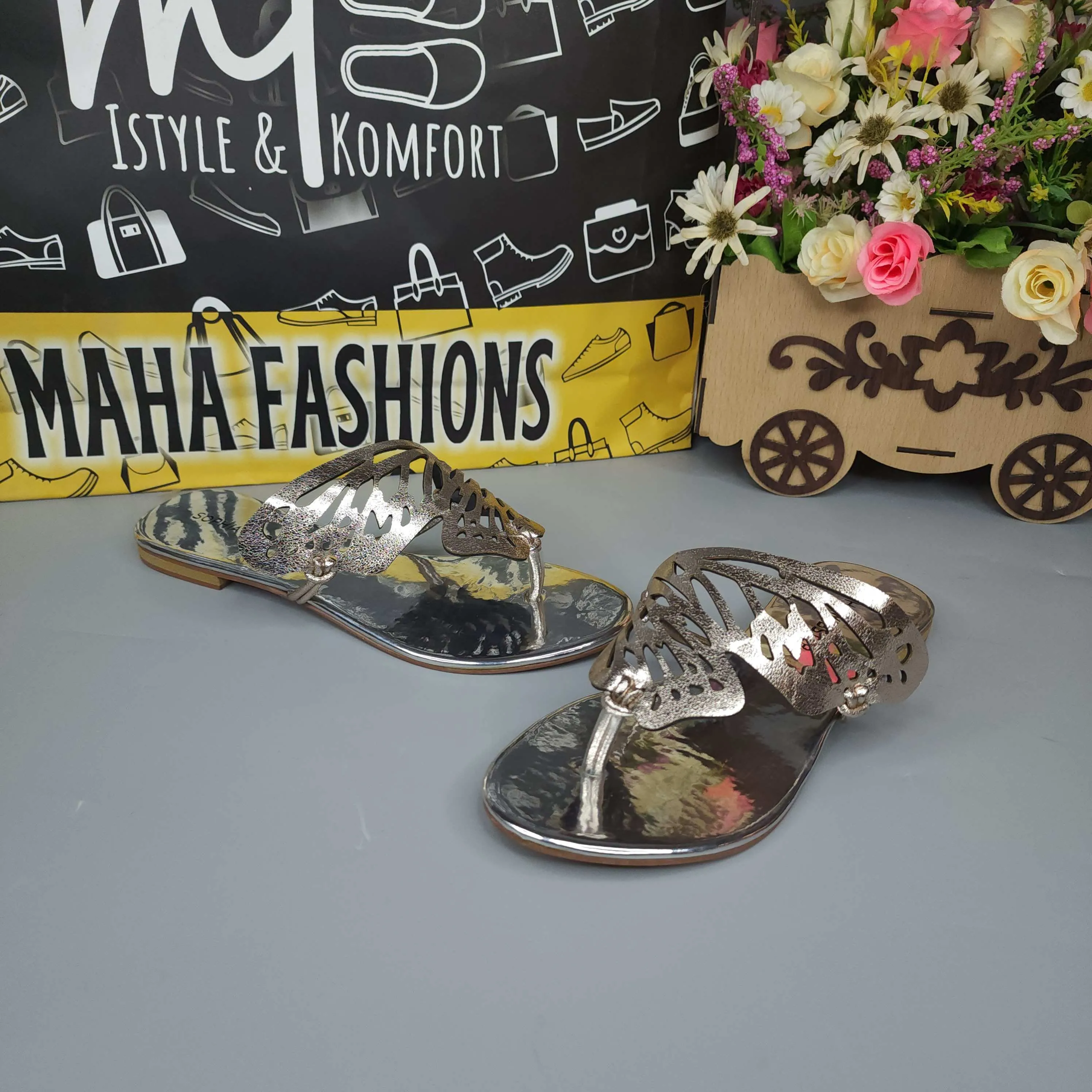 Silver Butterfly Slippers